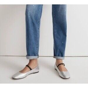 Madewell The Greta Ballet Flat Silver 8.5 Lightly Used